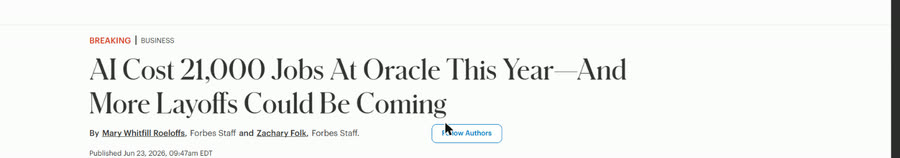 Forbes: AI Cost 21,000 Jobs At Oracle This Year—And More Layoffs Could Be Coming