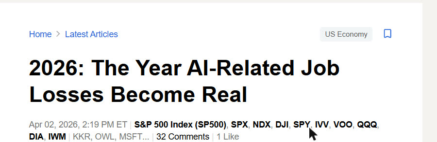 Seeking Alpha: 2026: The Year AI-Related Job Losses Become Real